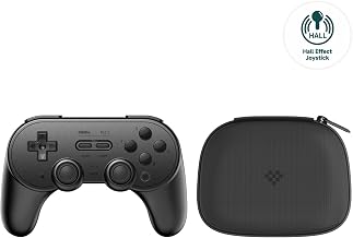8Bitdo Pro 2 Wireless Bluetooth Controller with Travel Case, Hall Effect Joystick Update, Retro Gamepad for Switch/Switch 2, PC, Android, and Steam Deck &amp; Apple (Black Edition)