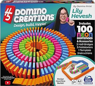 Spin Master Games H5 Domino Creations 100-Piece Neon Dominoes Set for Kids